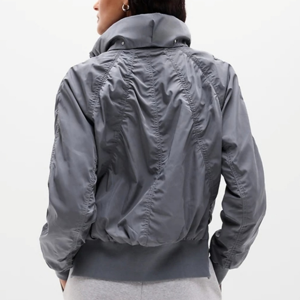 NWT Athleta Jetset Bomber Jacket in Slate Size Medium MSRP $169 Gray Spring Coat - Picture 3 of 9